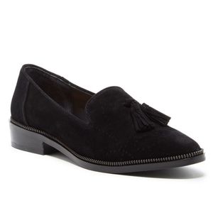 JOE'S Suede Loafer Flats w/ Tassels Black